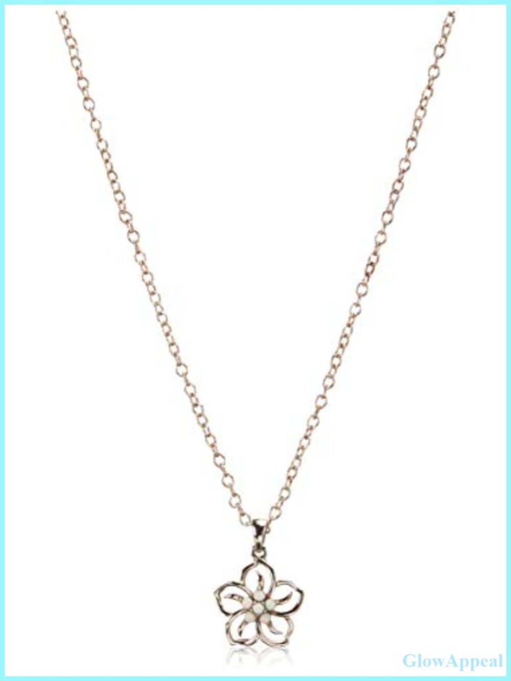 Sterling Silver Created Opal Flower Pendant Necklace 18"